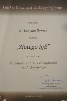 nagroda złotego lgE dyplom